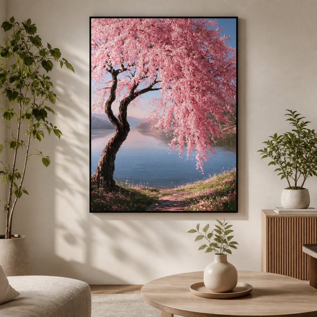 Peinture Arbre Rose pour salon
