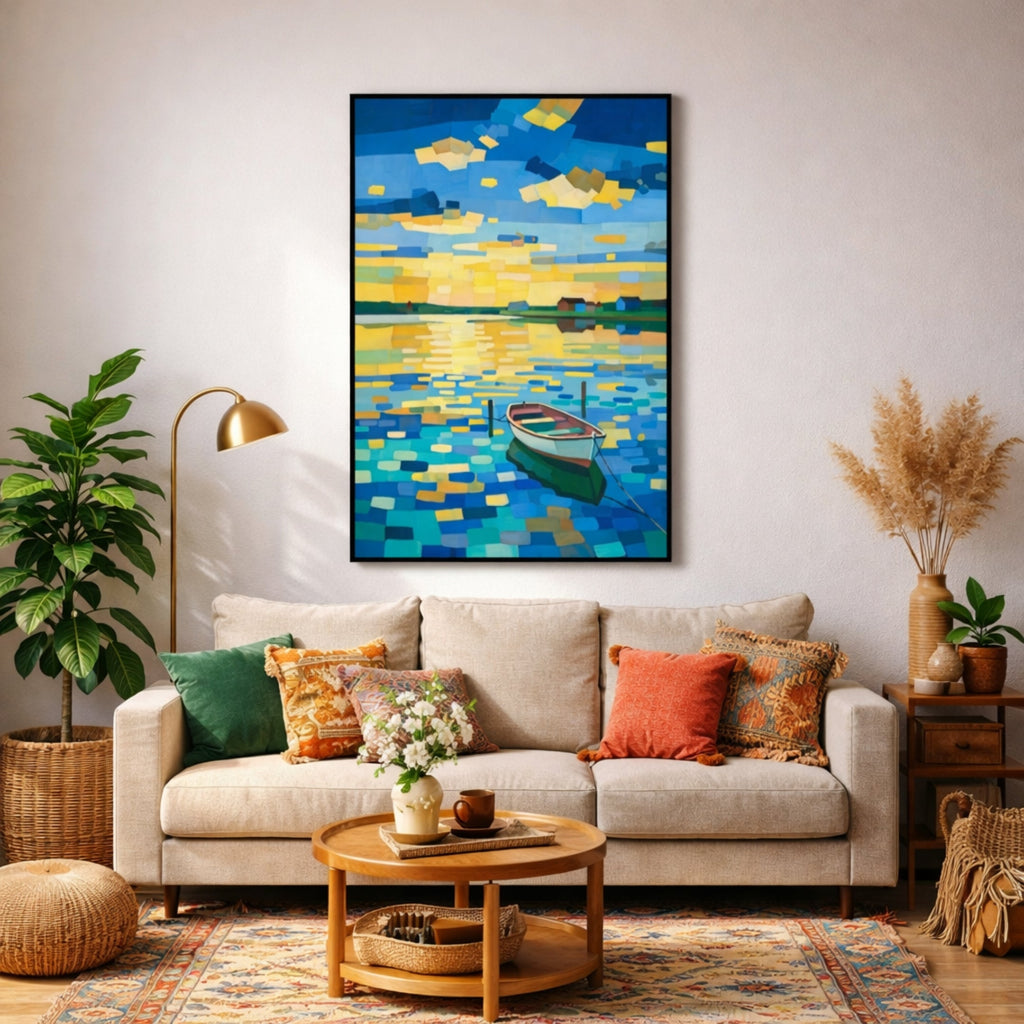 Peinture Barque sur l’eau pour salon