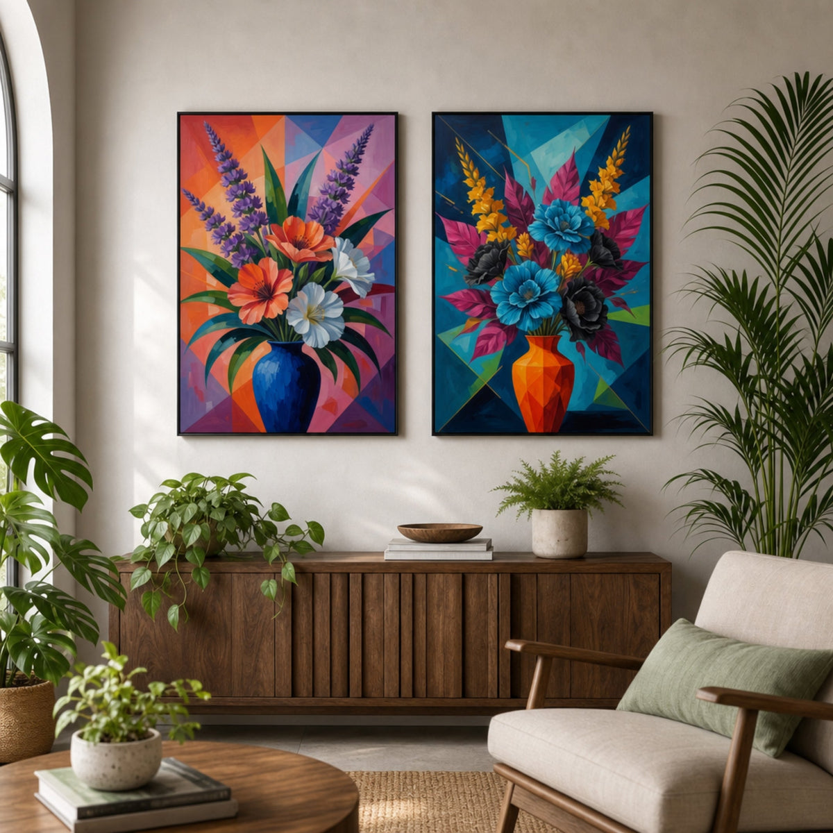Peinture Bouquet de Fleurs Moderne dans salon