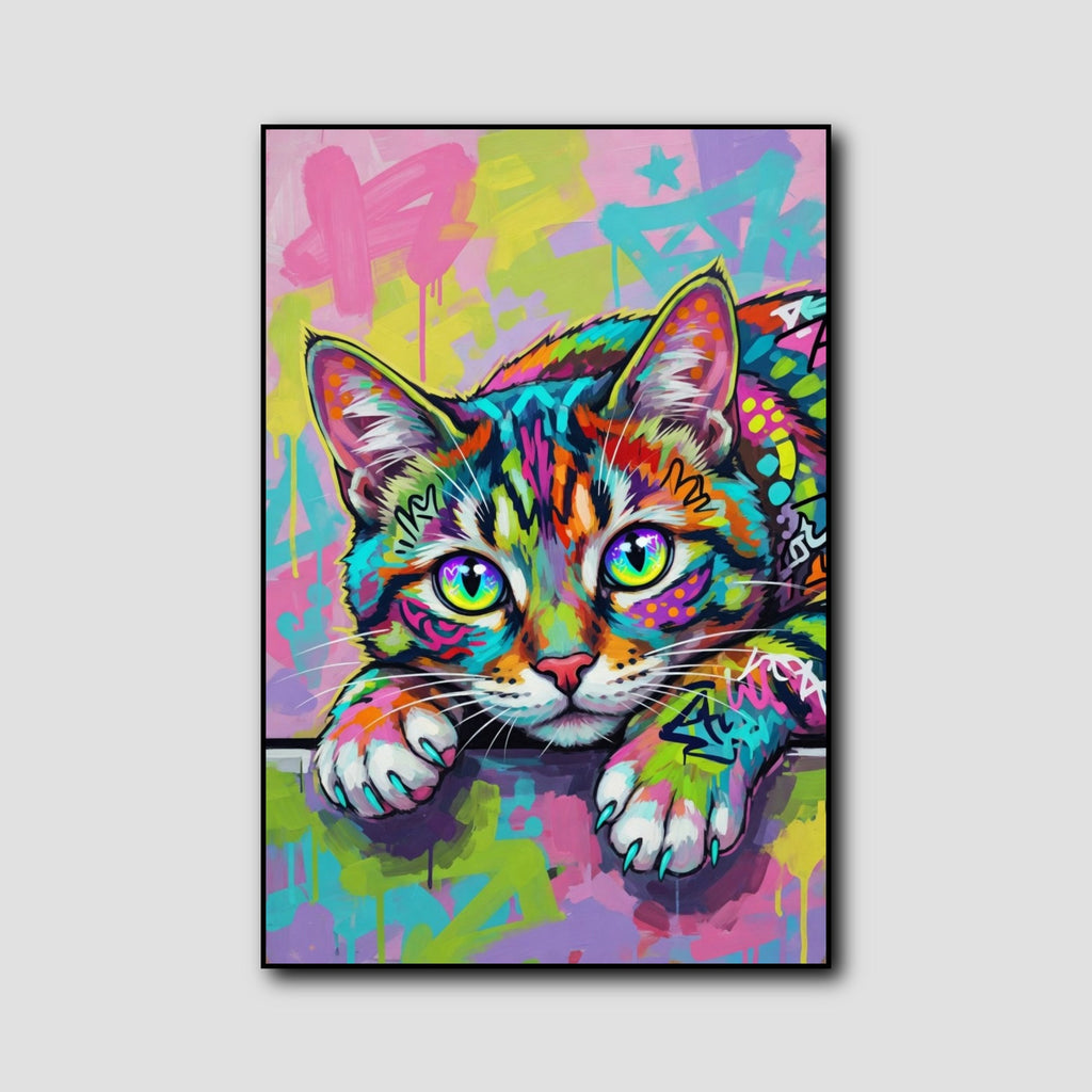 Peinture Chat Multicolore style 1