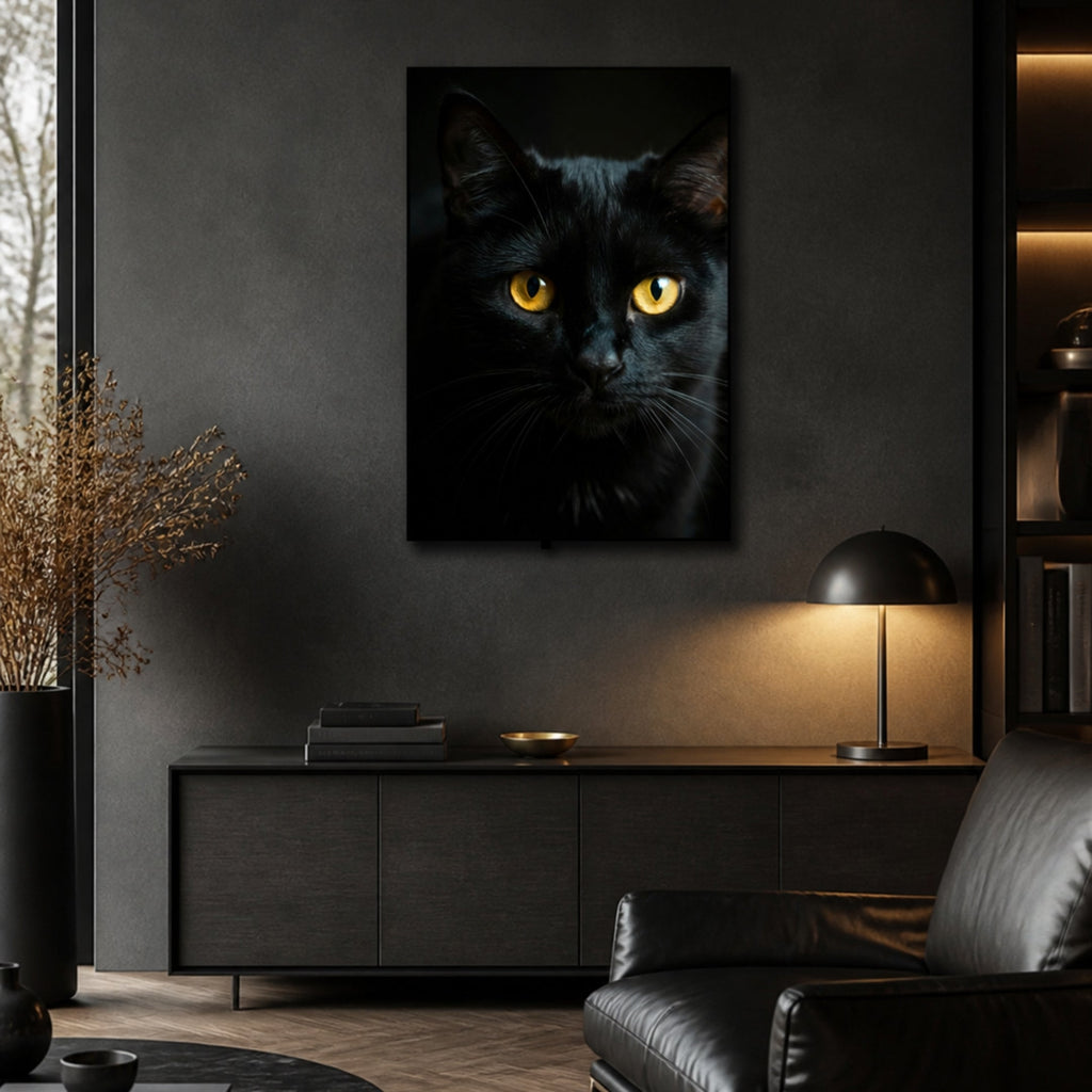 Peinture Chat Noir pour salon