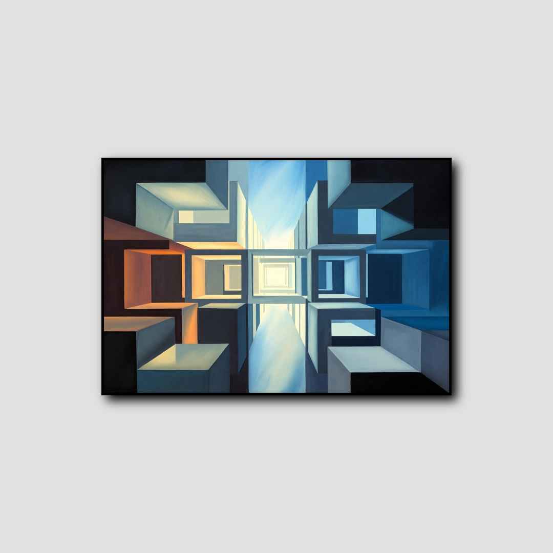 Peinture Cube Géométrique Multicolore style 1