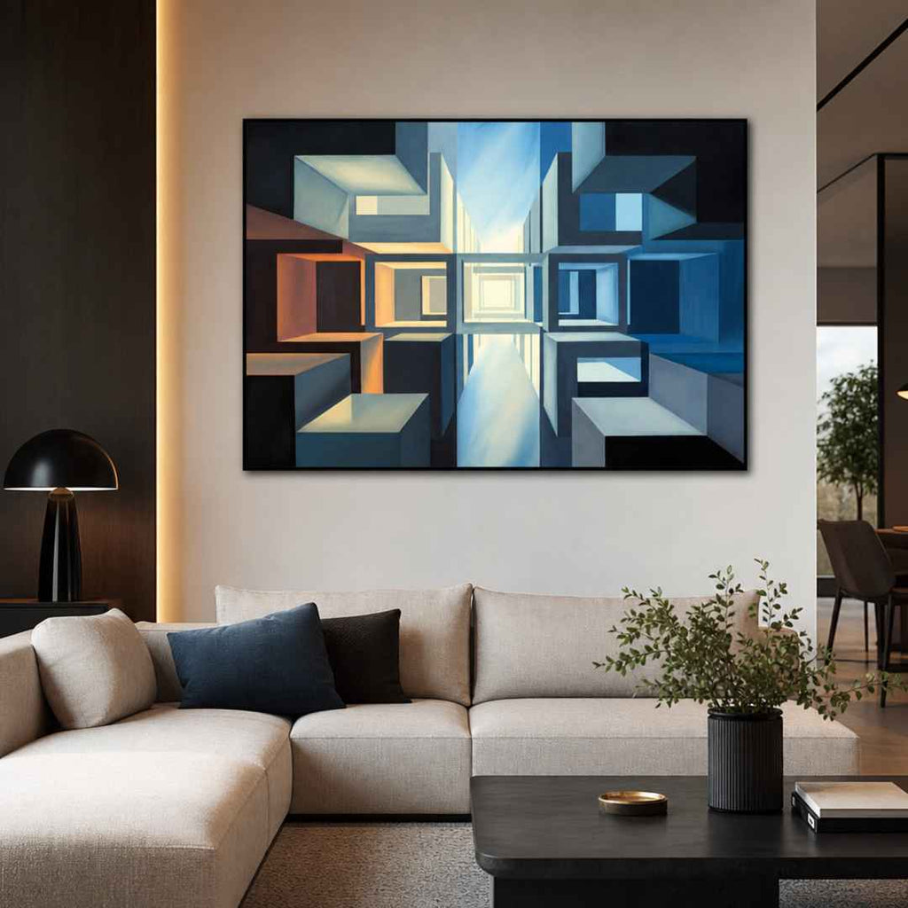 Peinture Cube Géométrique Multicolore pour salon