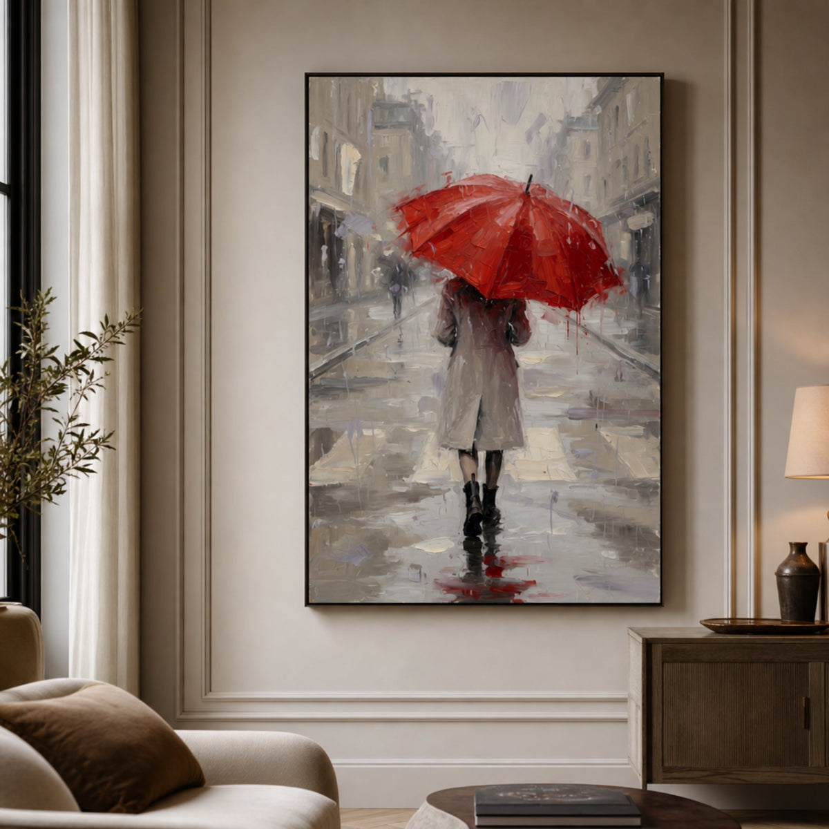 Peinture Femme Sous la Pluie pour salon