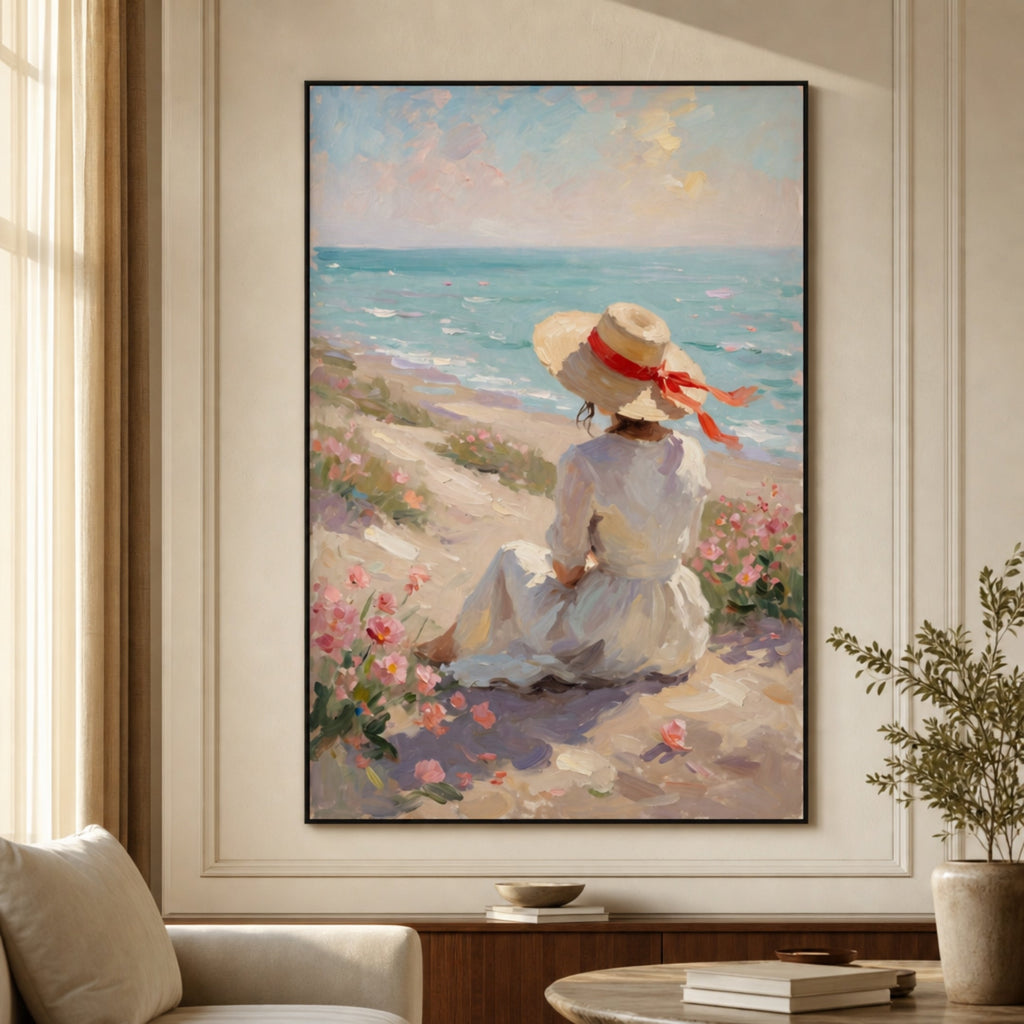 Peinture Femme sur la Plage pour salon