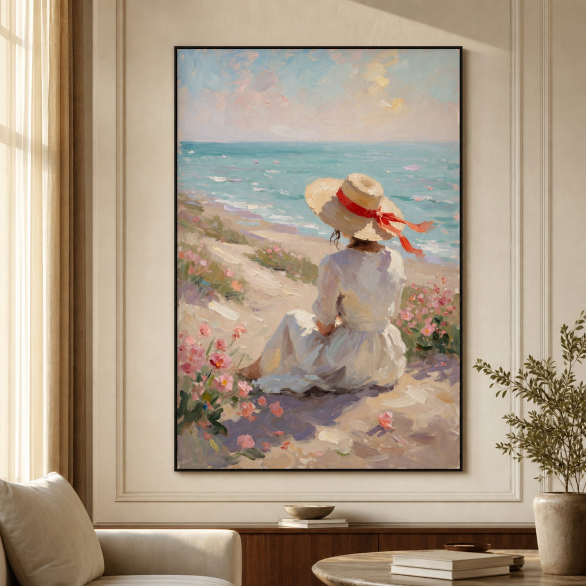 Peinture Femme sur la Plage pour salon