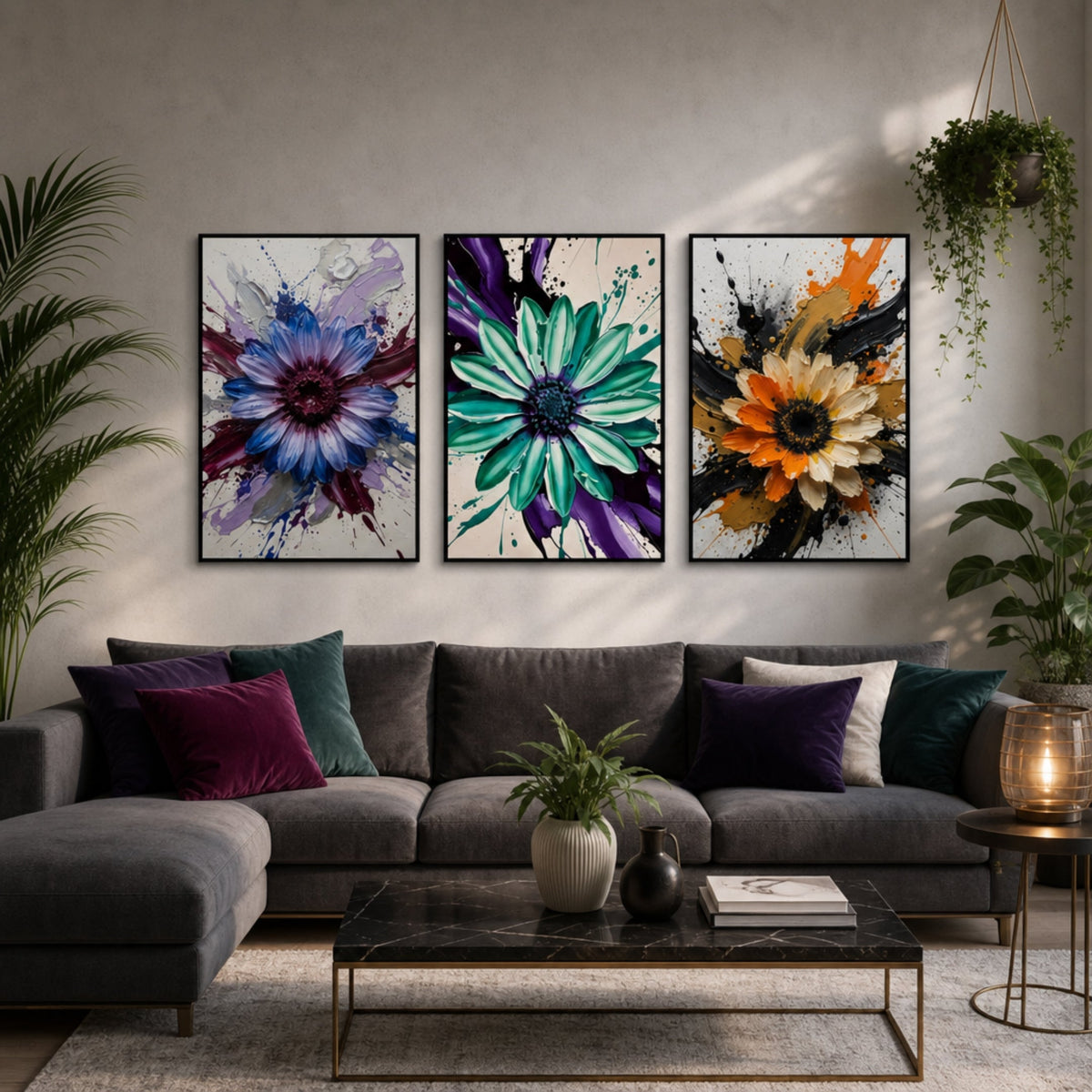 Peinture Fleurs Contemporaines pour salon