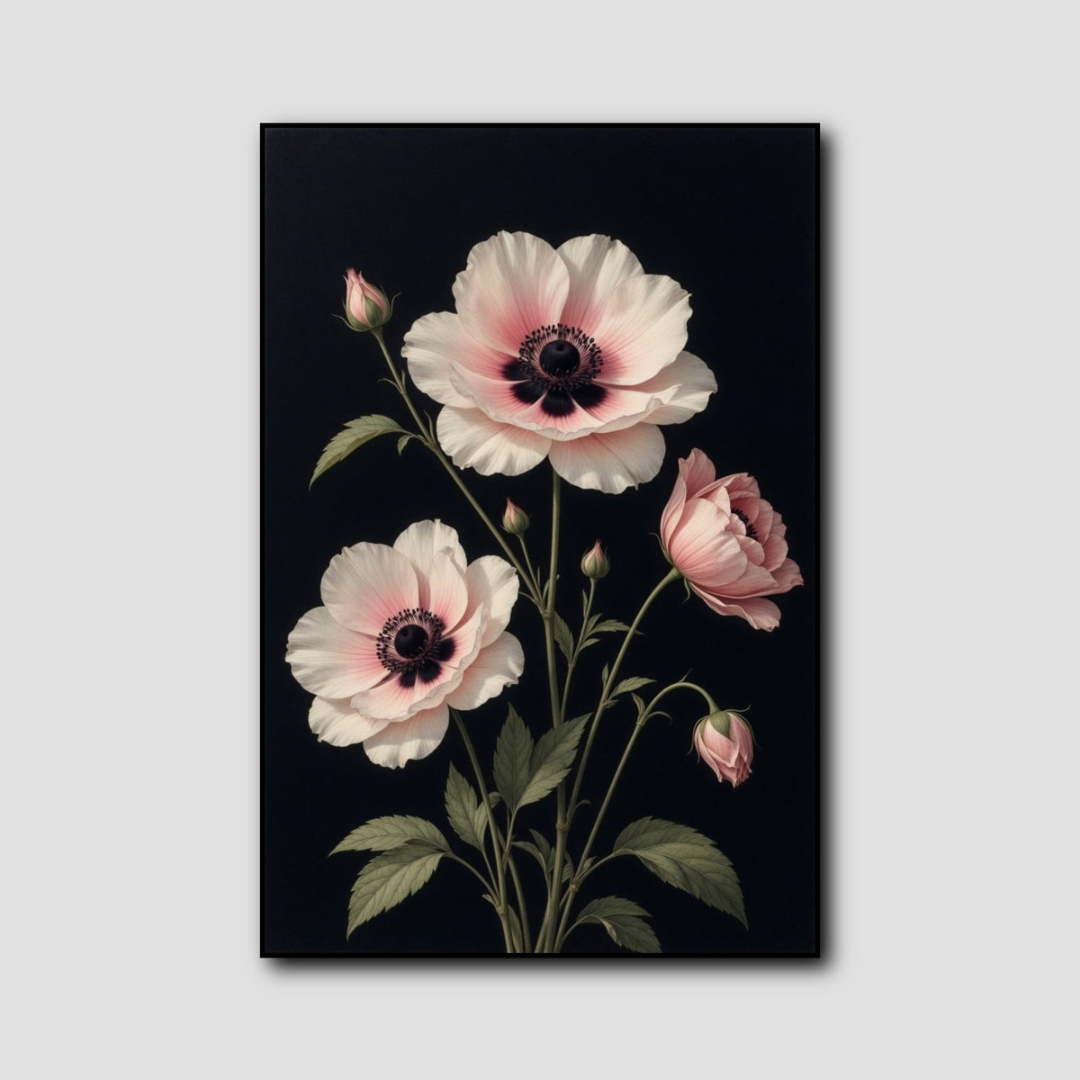 Peinture Fleurs sur Fond Noir style 1