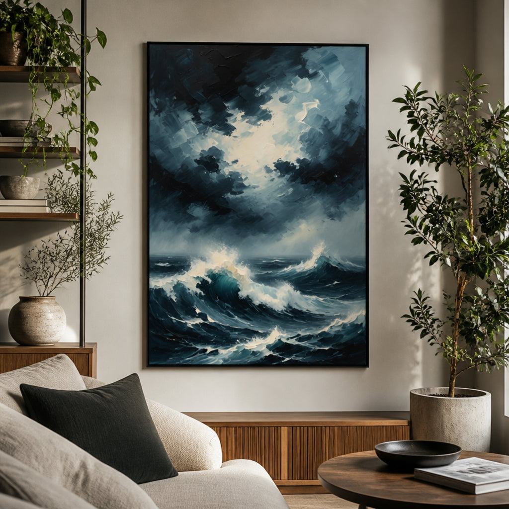 Peinture Tempête en Mer pour salon