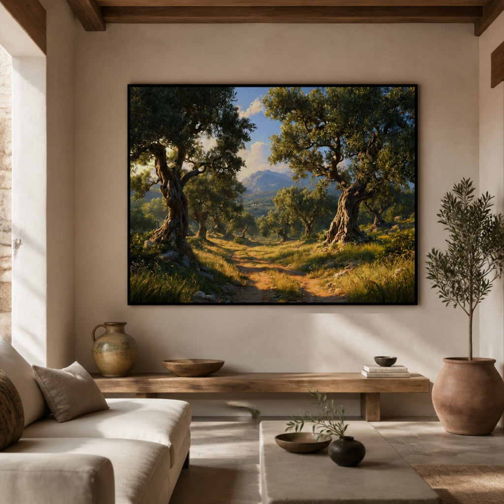 Peinture d'Oliviers en Provence pour salon
