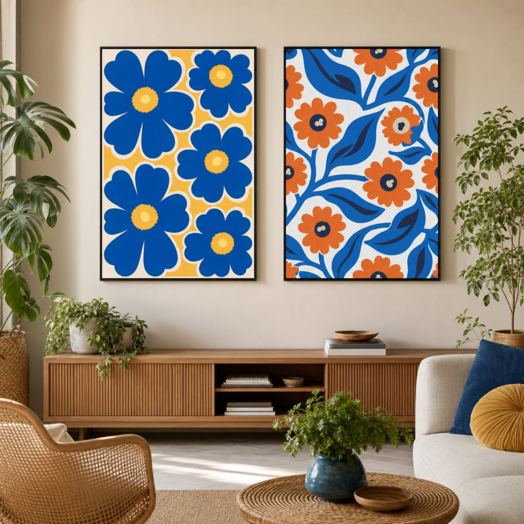 Peinture de Fleurs Abstraite dans salon