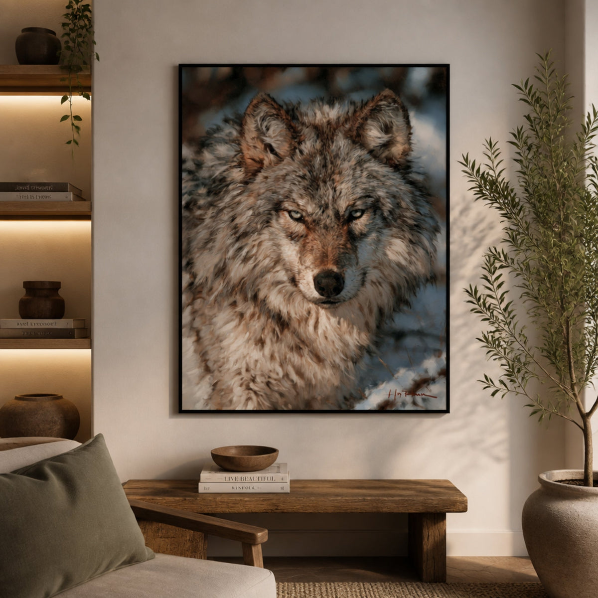 Peinture de Loup Réaliste pour salon