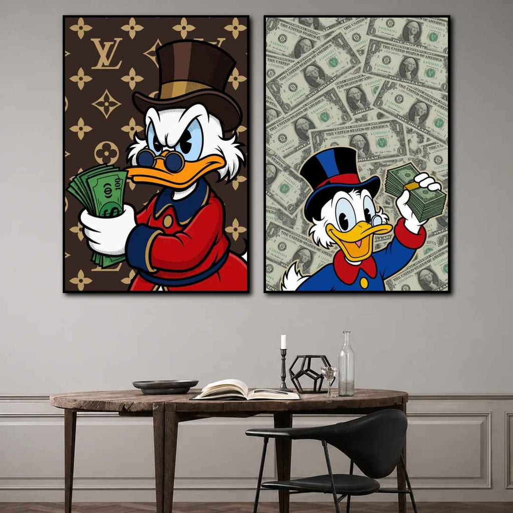 Poster Pop Art Picsou Dollar dans salon
