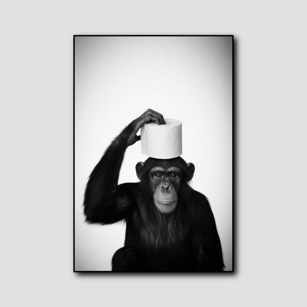 Poster Singe Toilette Noir et Blanc style 1