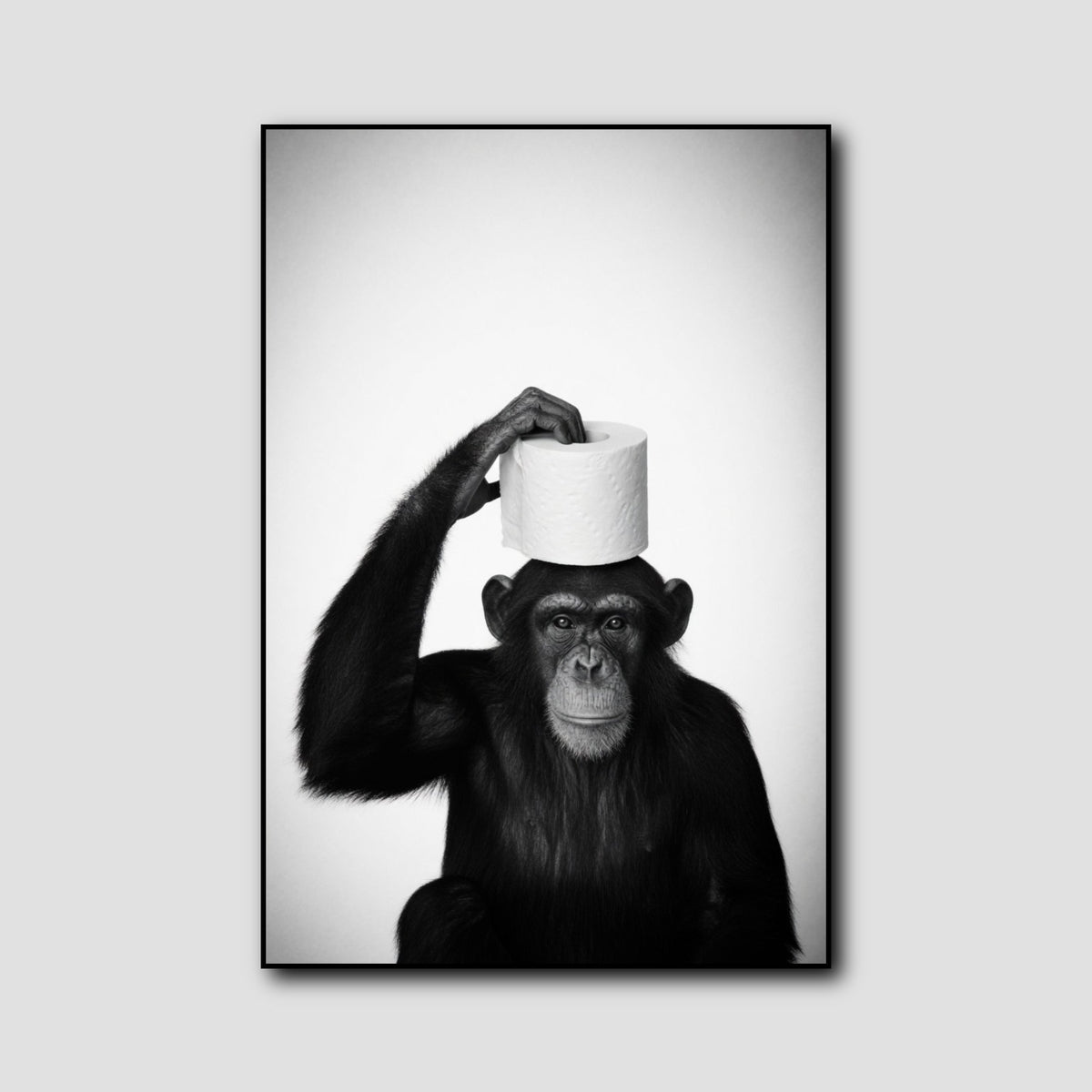 Poster Singe Toilette Noir et Blanc style 1