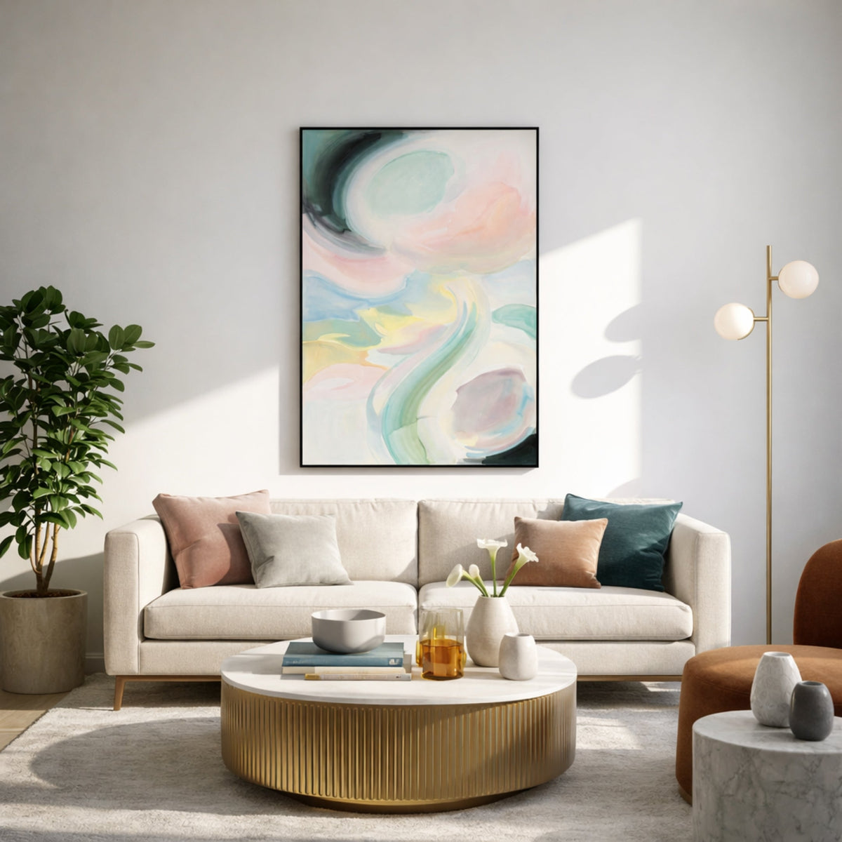 Tableau Abstrait Pastel pour salon