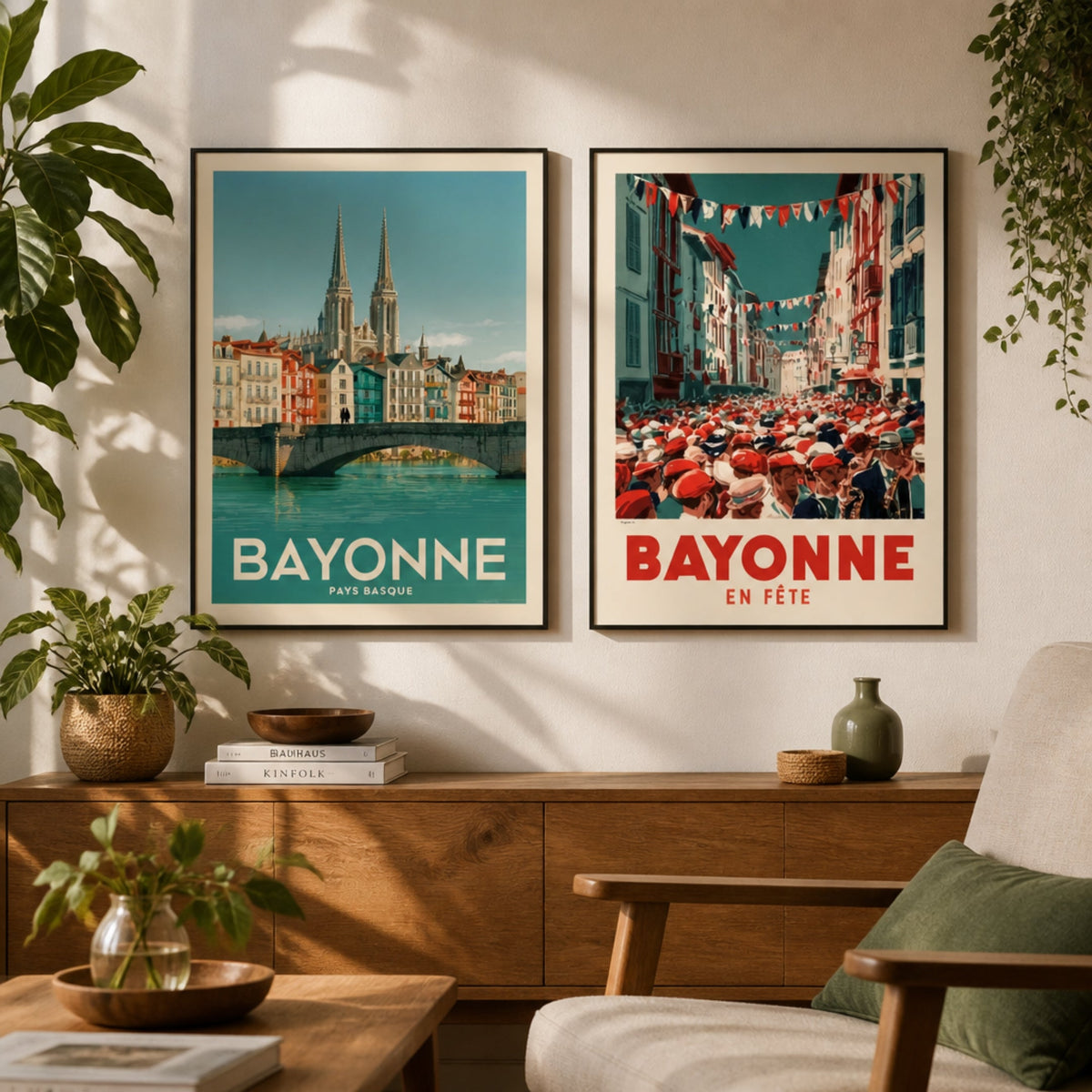 Tableau Affiche Bayonne dans salon