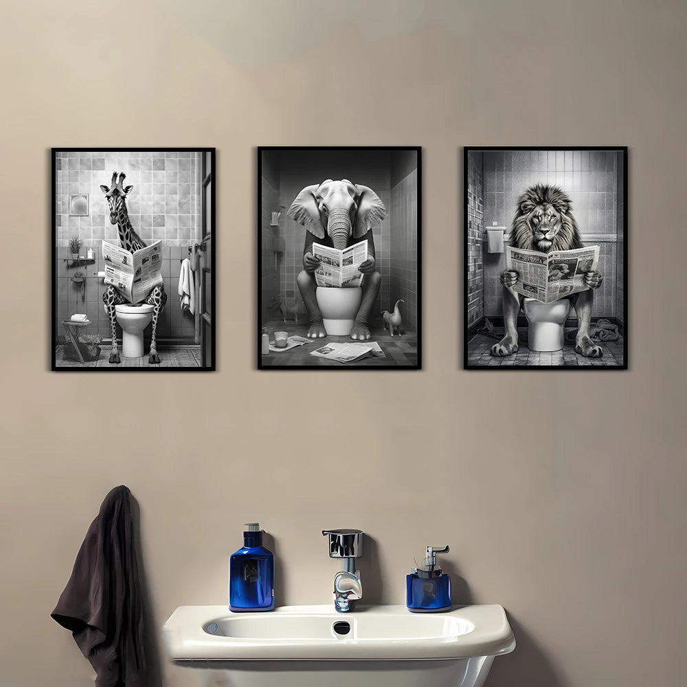 Tableau Animaux Toilettes Surréalistes Salon