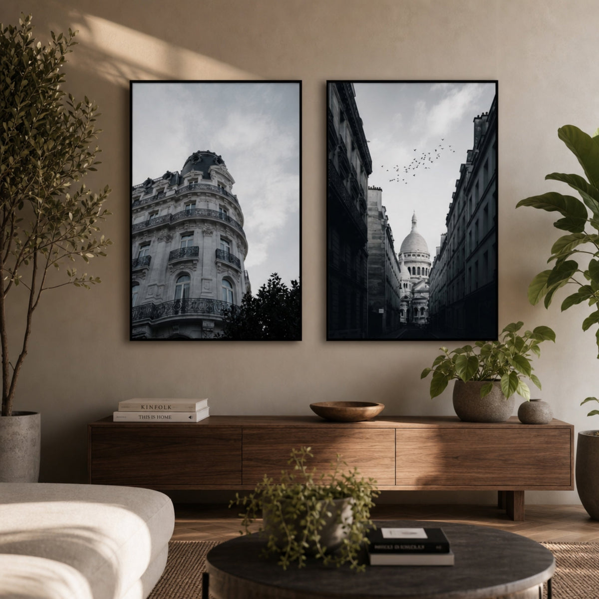 Tableau Architecture Noir et Blanc dans salon