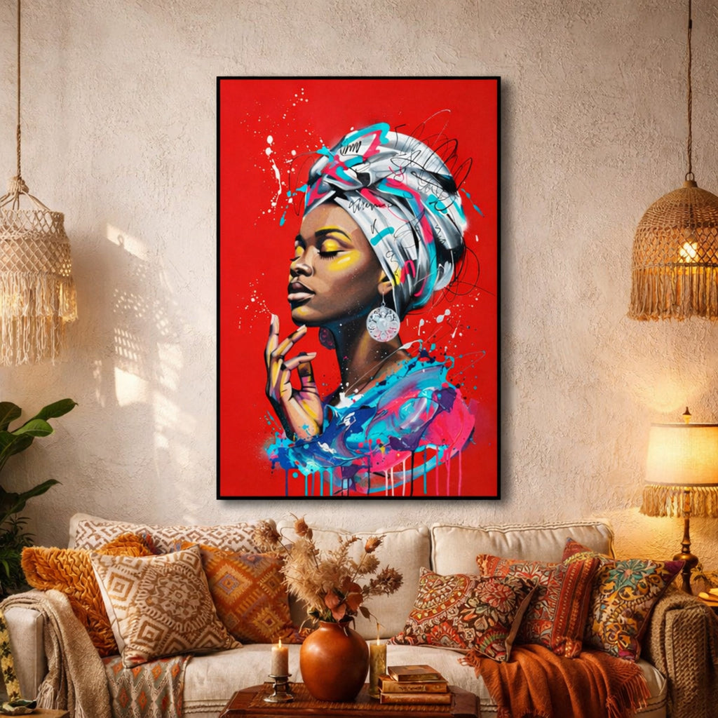 Tableau Art Africain Peinture Femme pour salon