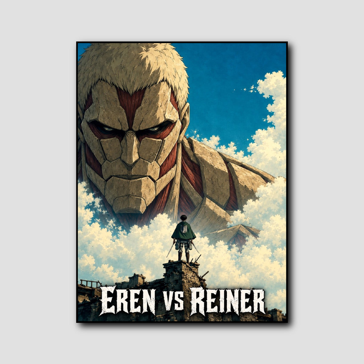 Tableau Attaque des Titans Eren vs Reiner style 1
