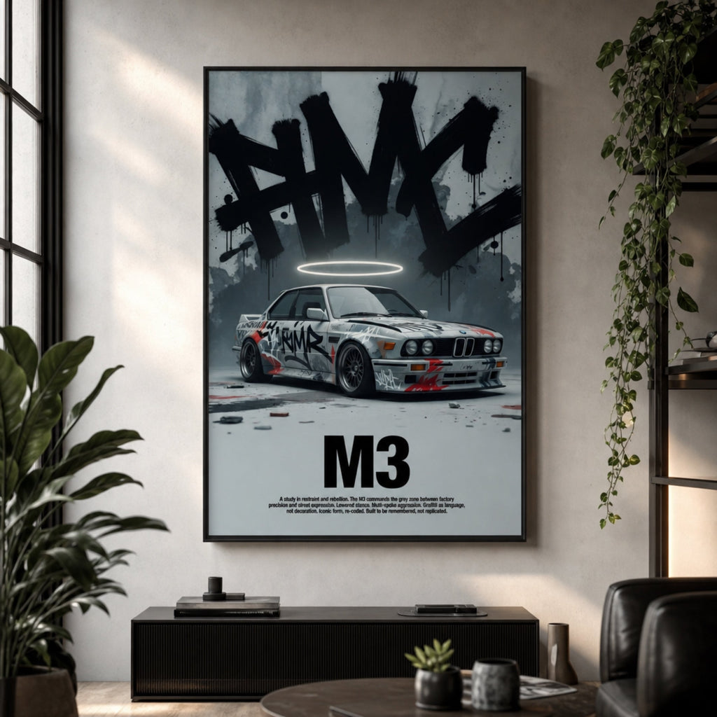 Tableau BMW M3 Street Art pour salon