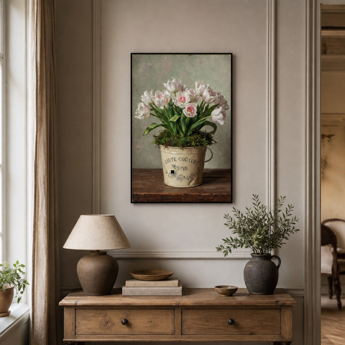 Tableau Bouquet de Fleurs Ancien pour salon