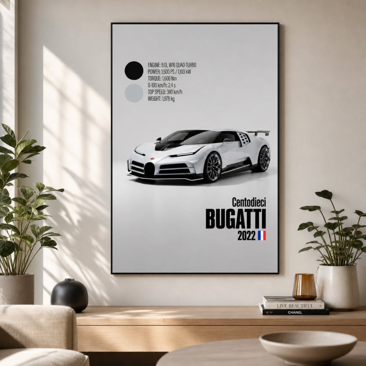 Tableau Bugatti pour salon