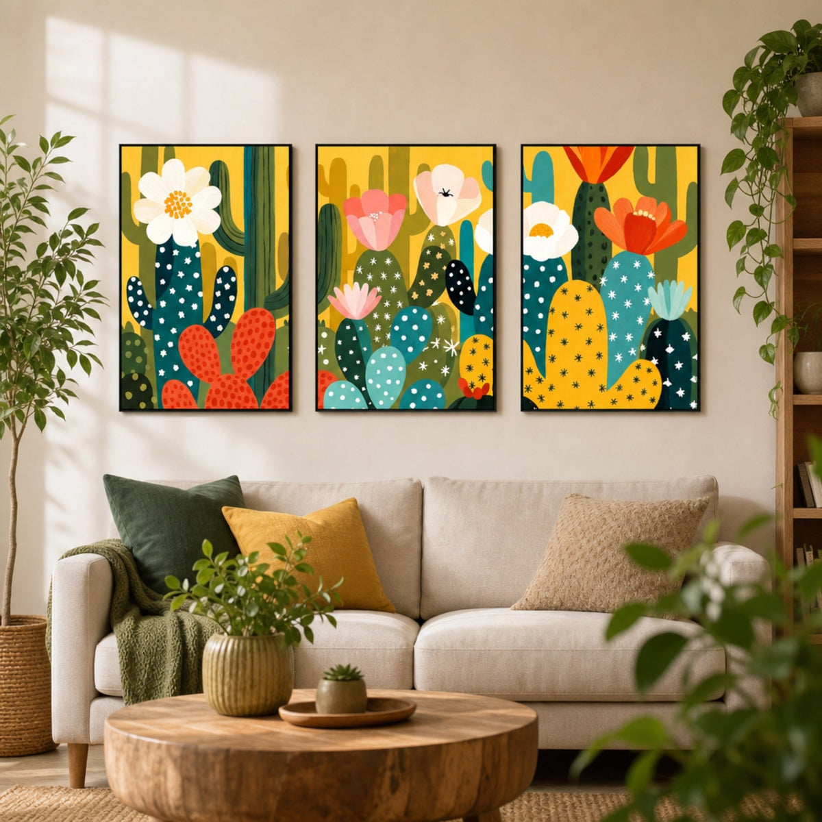 Tableau Cactus Coloré pour salon