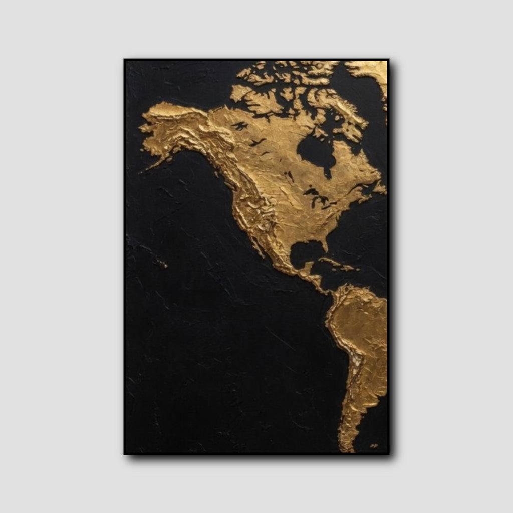 Tableau Carte du Monde Doré style 1