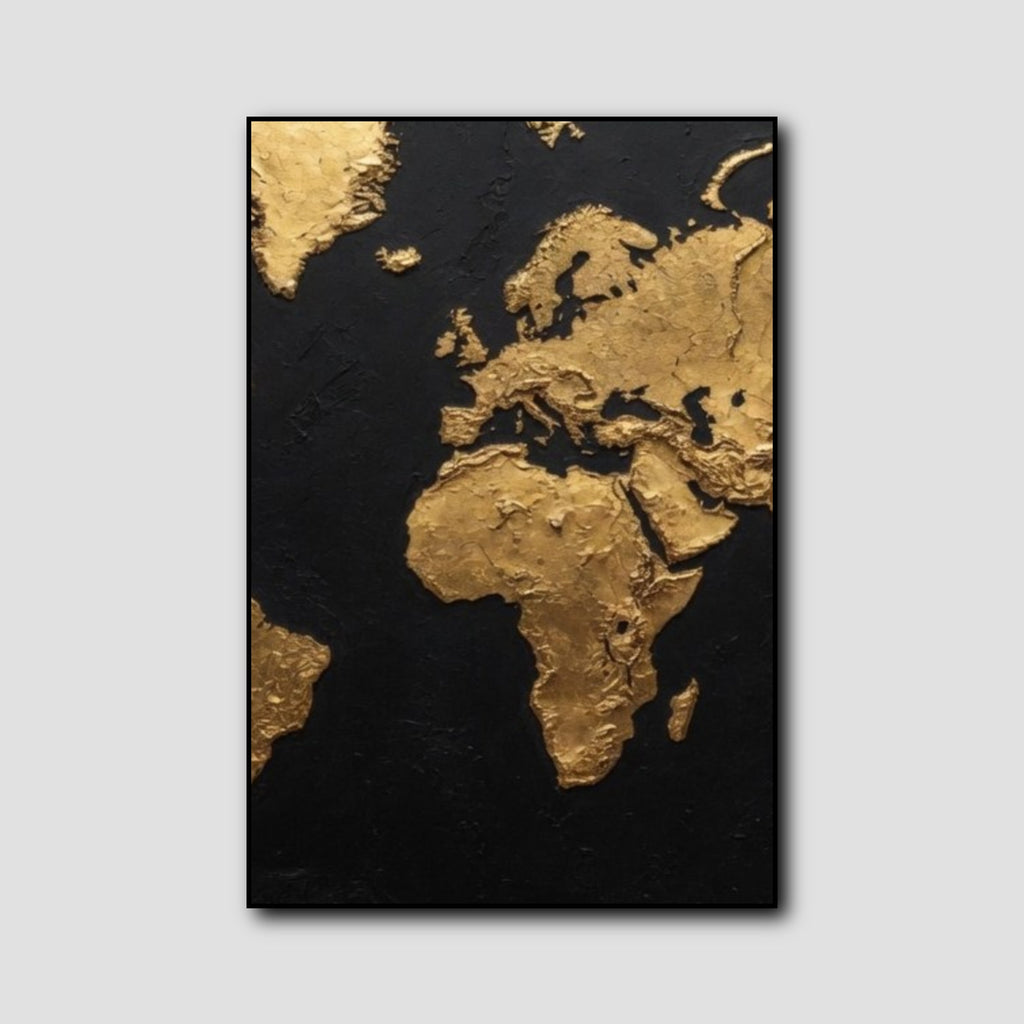 Tableau Carte du Monde Doré style 2