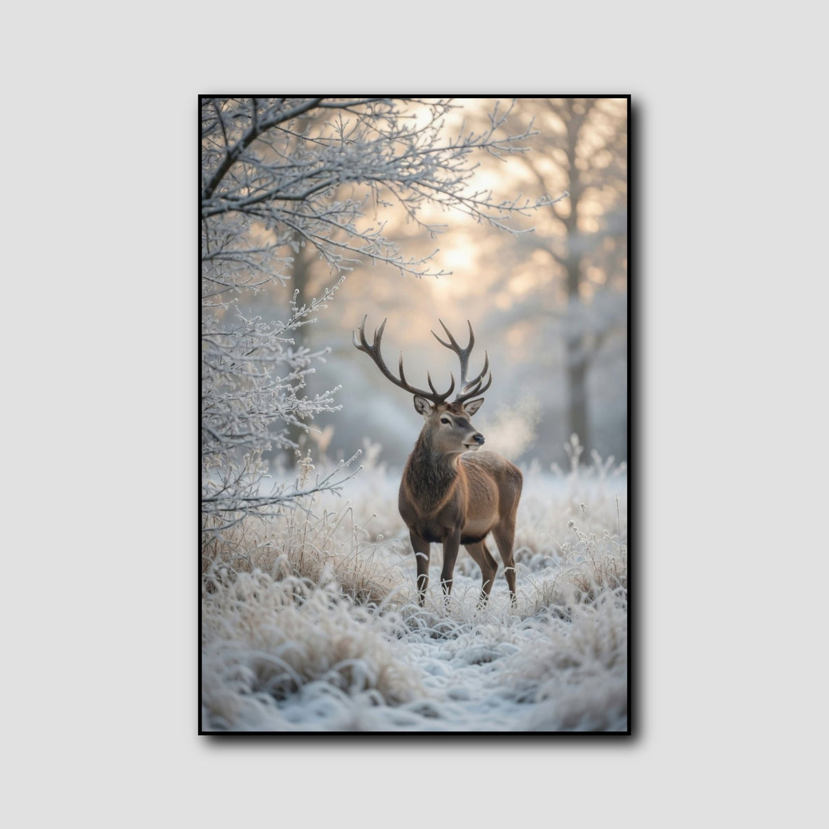 Tableau Cerf Neige style 1