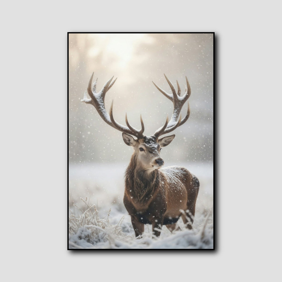 Tableau Cerf Neige style 2