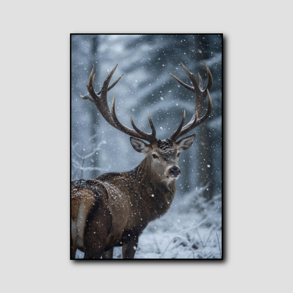 Tableau Cerf Neige style 3