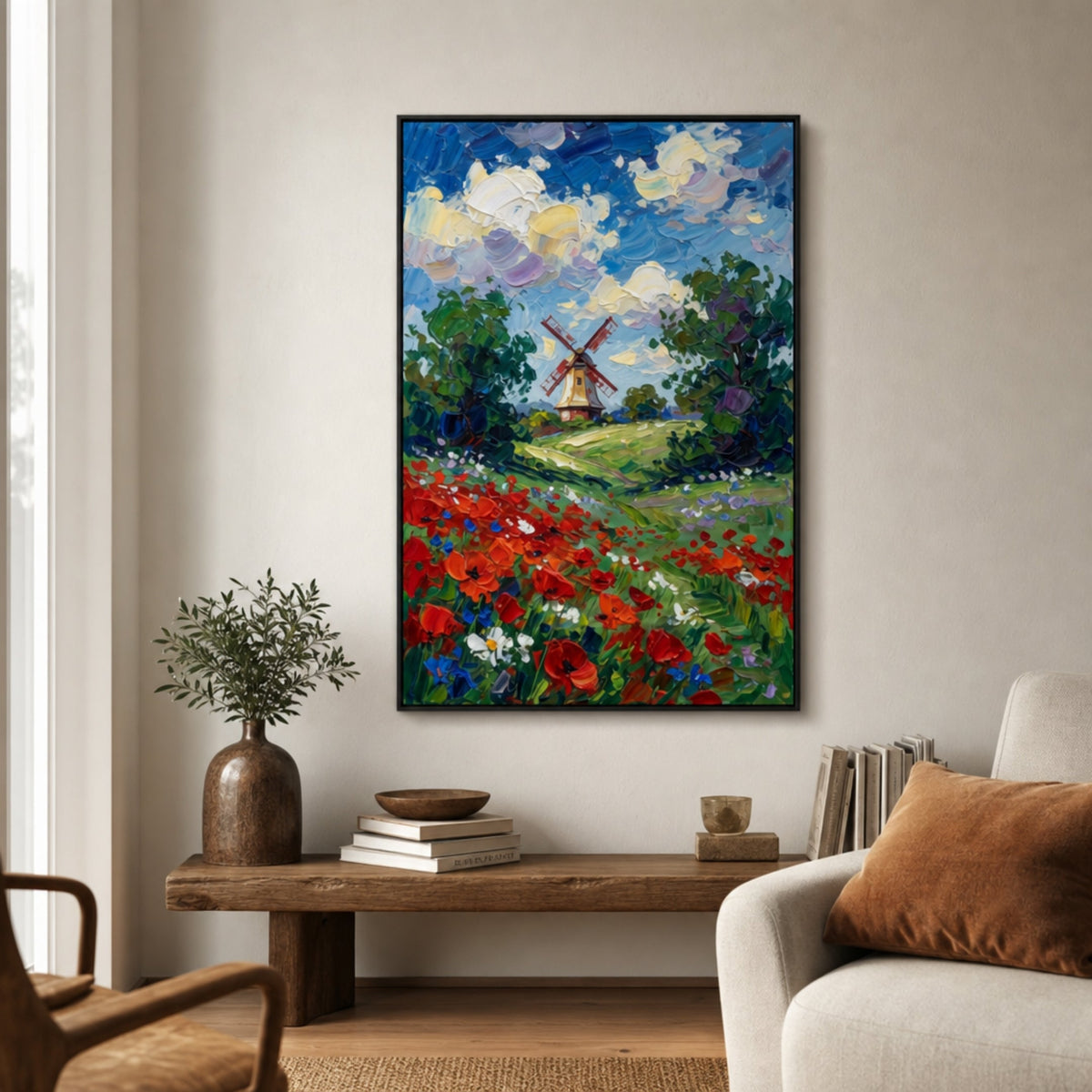 Tableau Champs de Coquelicots pour salon