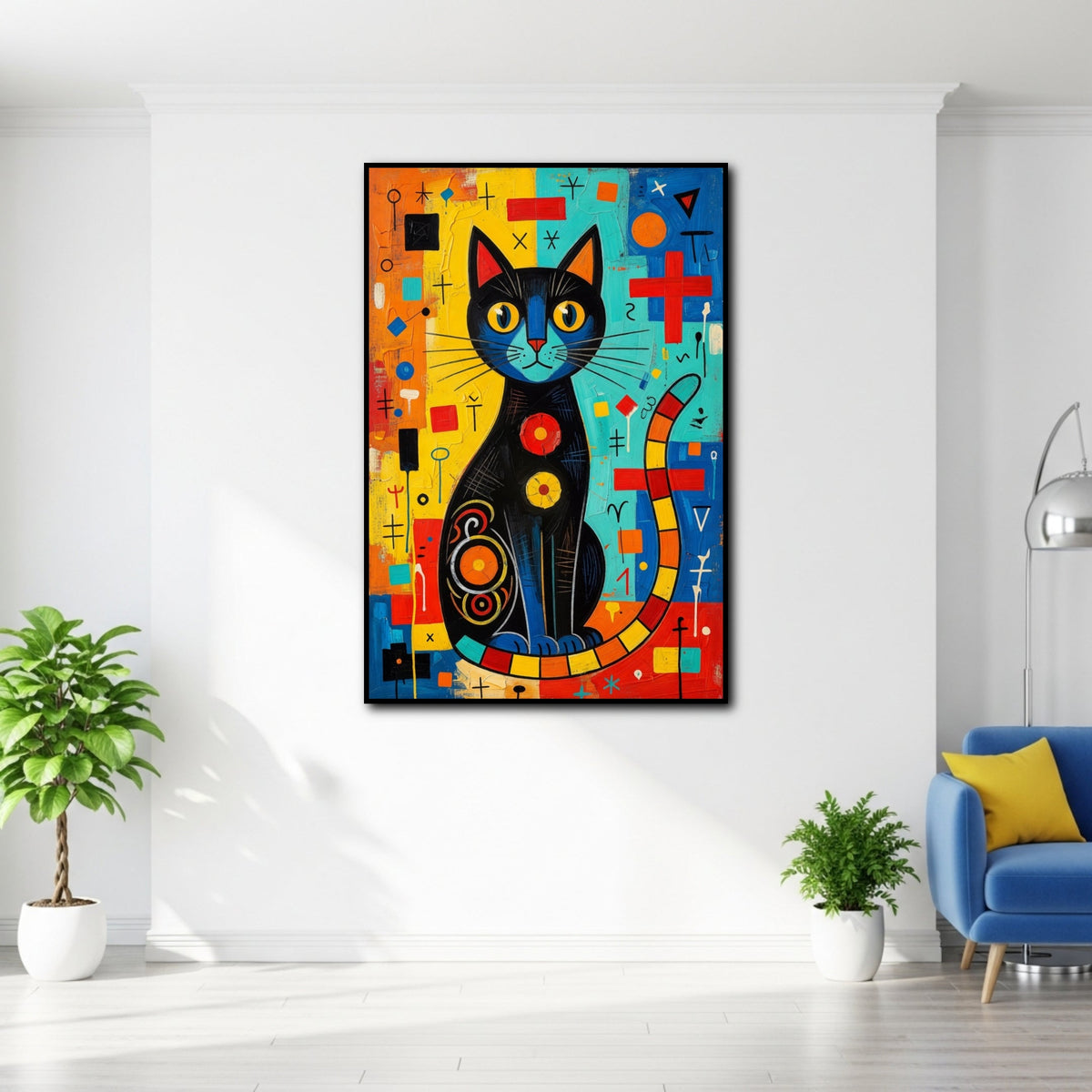 Tableau Chat en Couleur pour salon