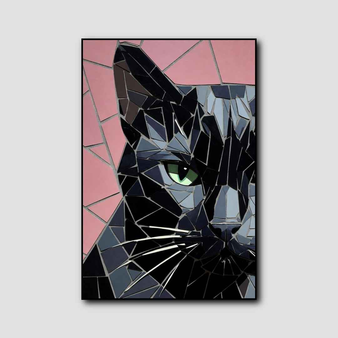Tableau Chat en Mosaïque style 1
