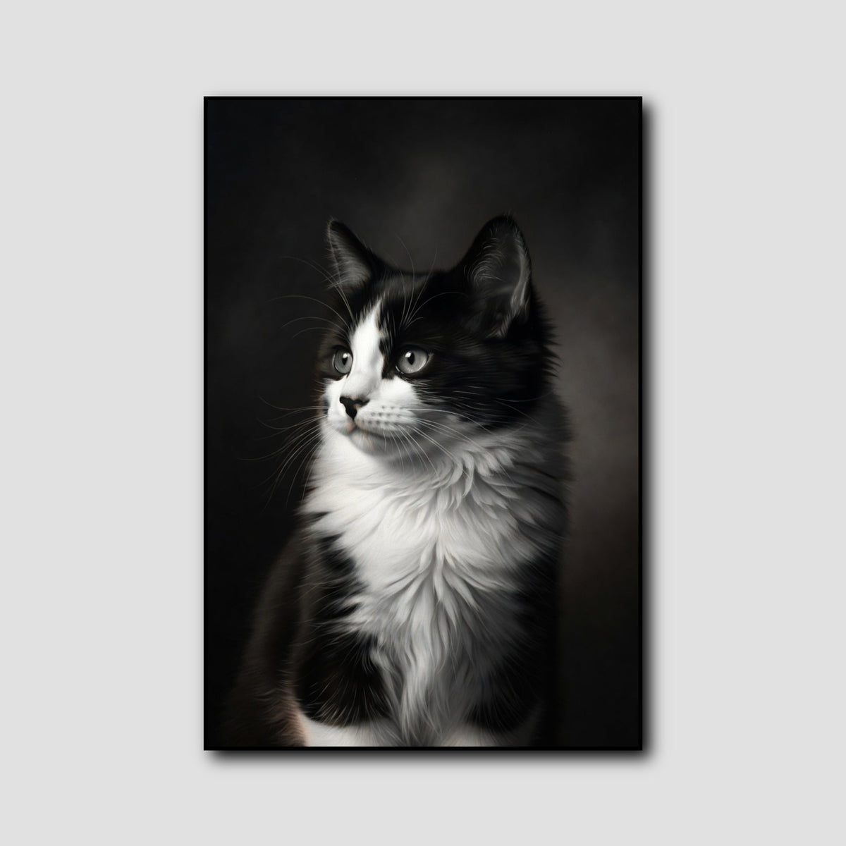 Tableau Chaton Noir et Blanc style 1
