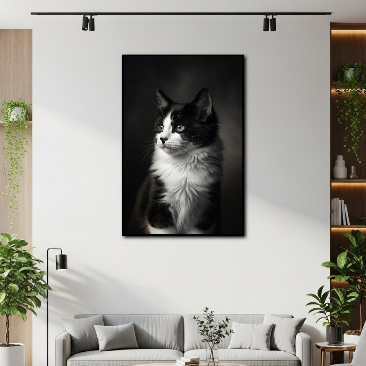Tableau Chaton Noir et Blanc pour salon