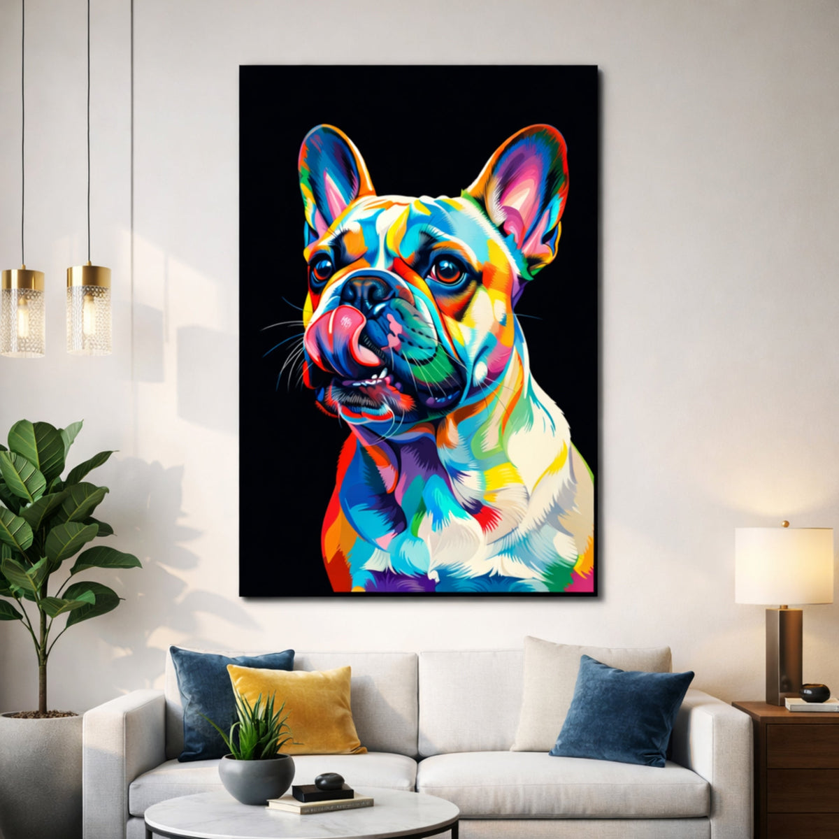 Tableau Chien Multicolore pour salon