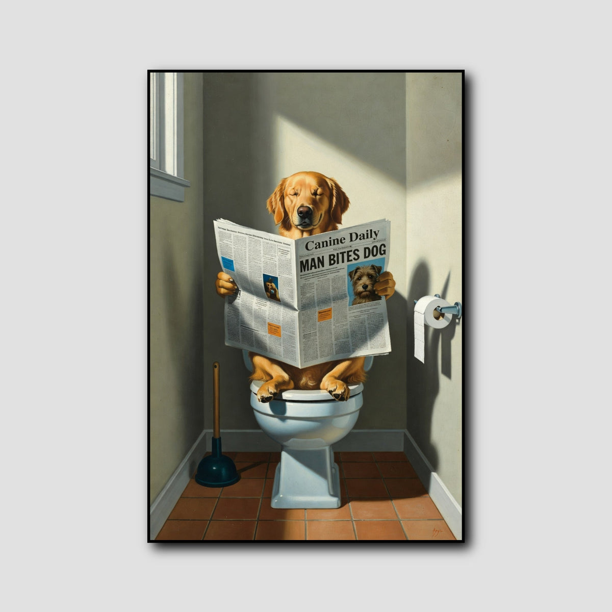 Tableau Chien au Toilette style 1