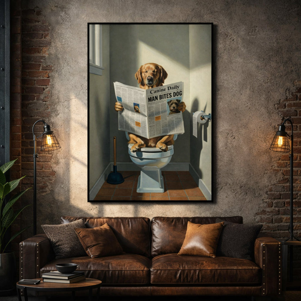 Tableau Chien au Toilette pour salon