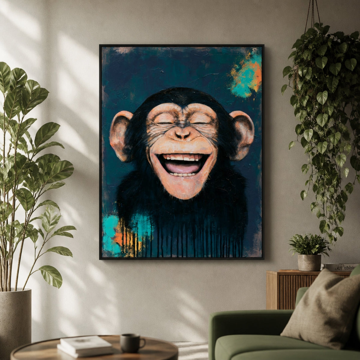 Tableau Chimpanzé Heureux pour salon