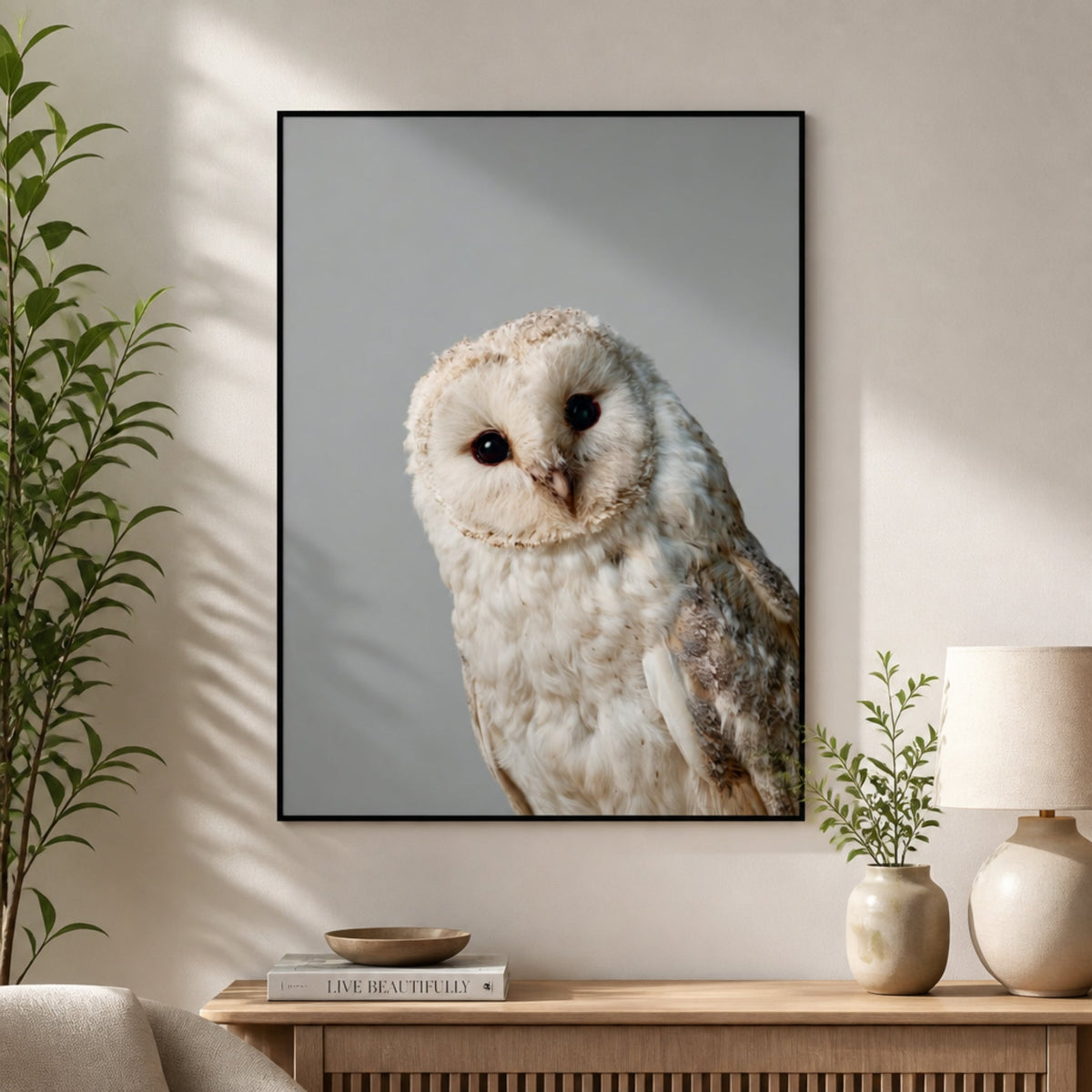 Tableau Chouette Blanche pour salon