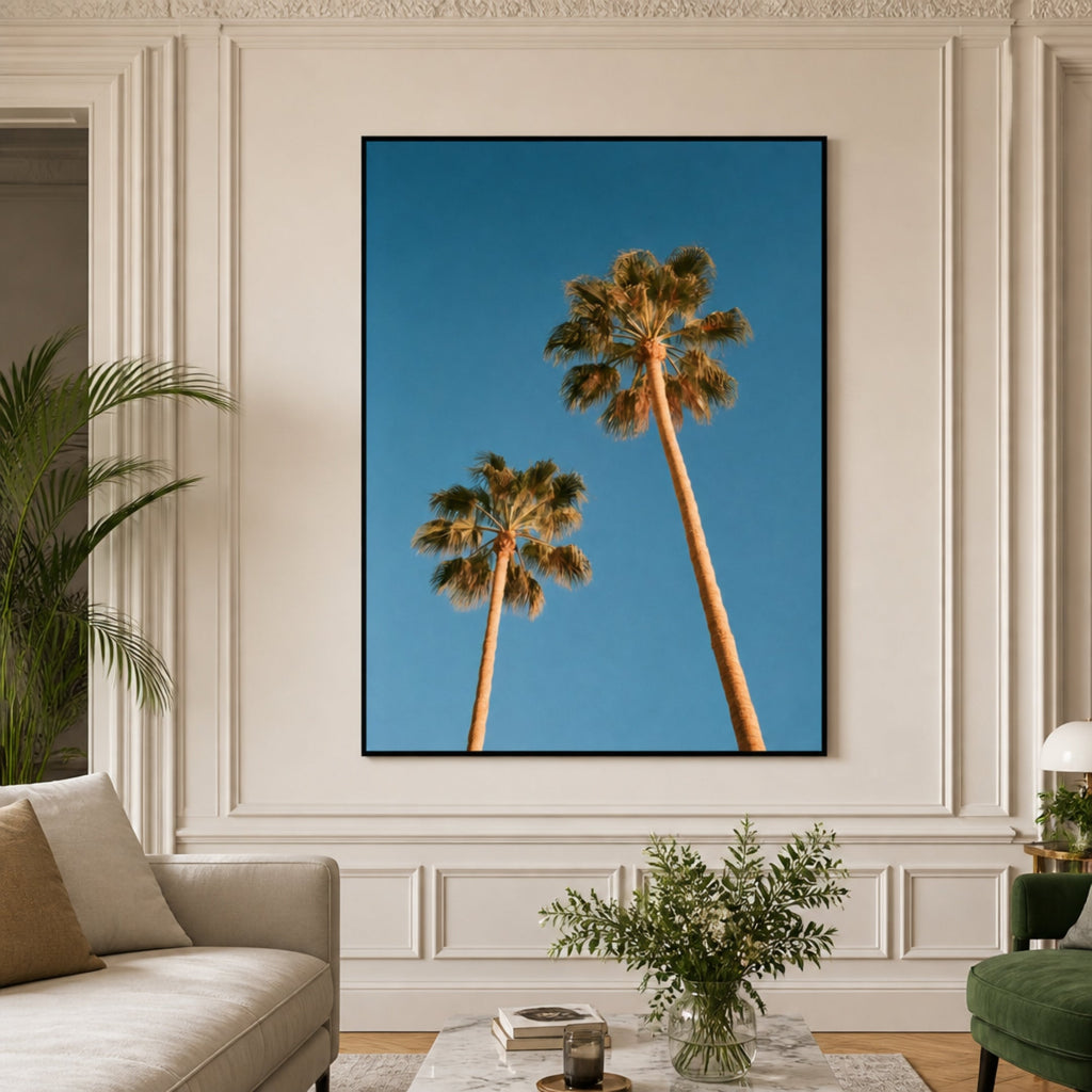 Tableau Cocotier sur Ciel Bleu pour salon