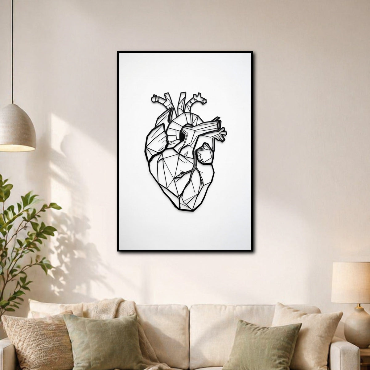 Tableau Coeur Géometrique pour salon