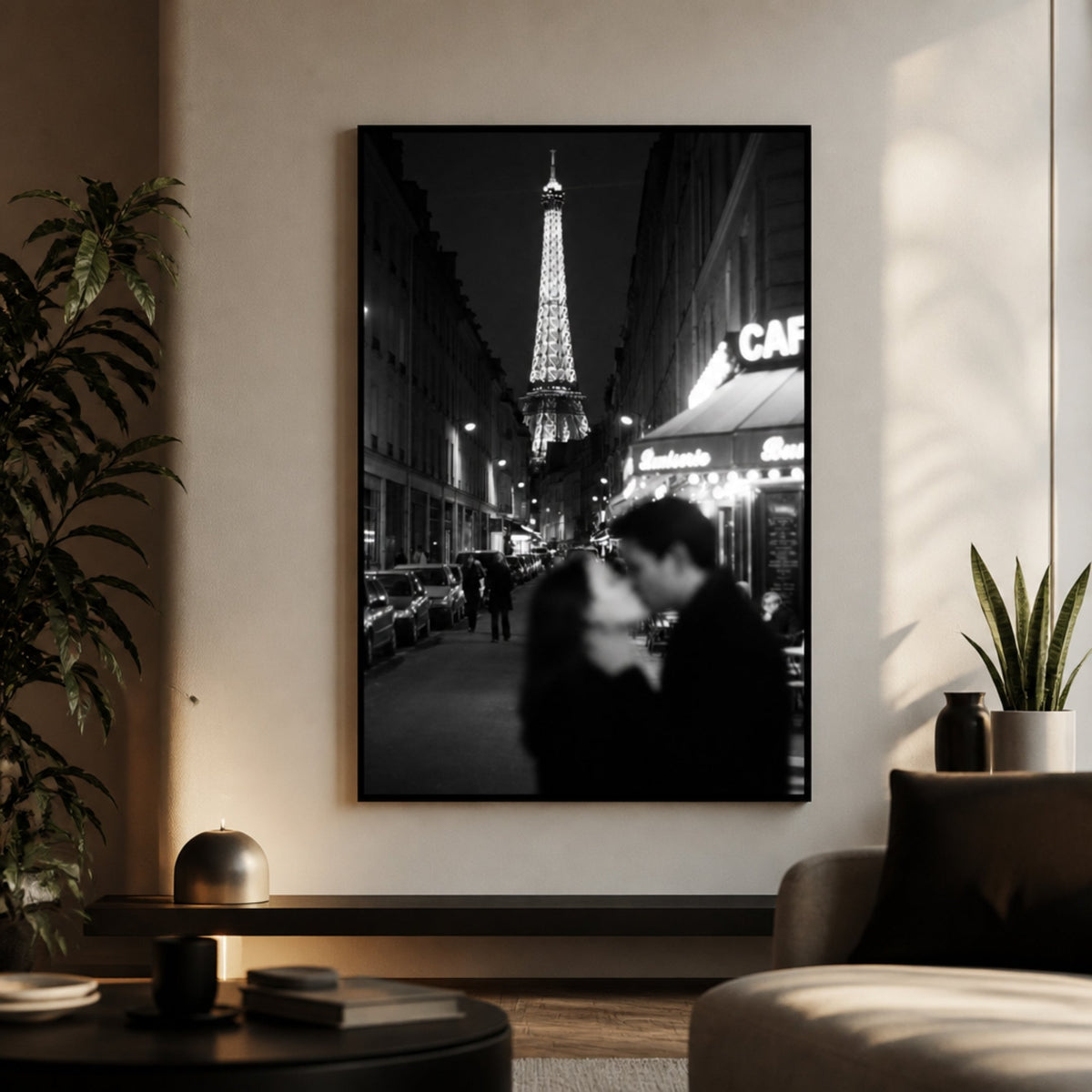 Tableau Couple Noir et Blanc Romantique pour salon