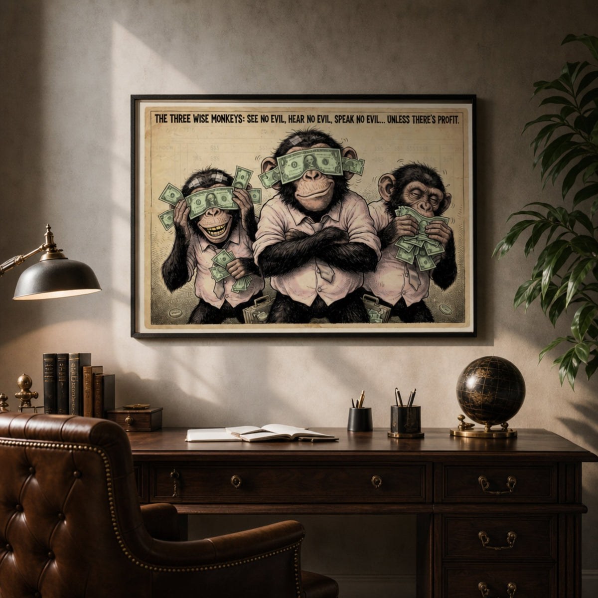 Tableau Des 3 Singes pour salon