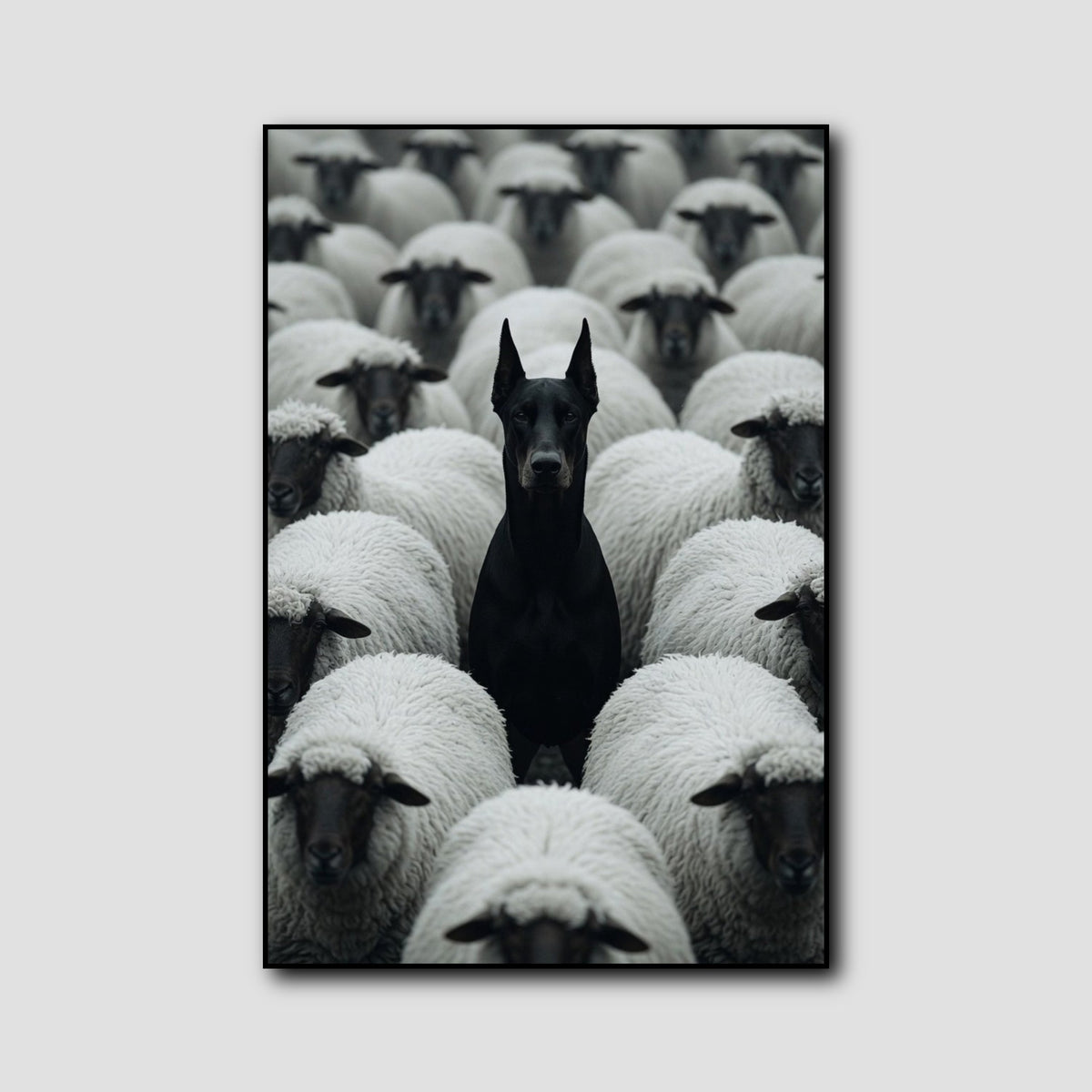 Tableau Doberman Noir et Blanc style 1