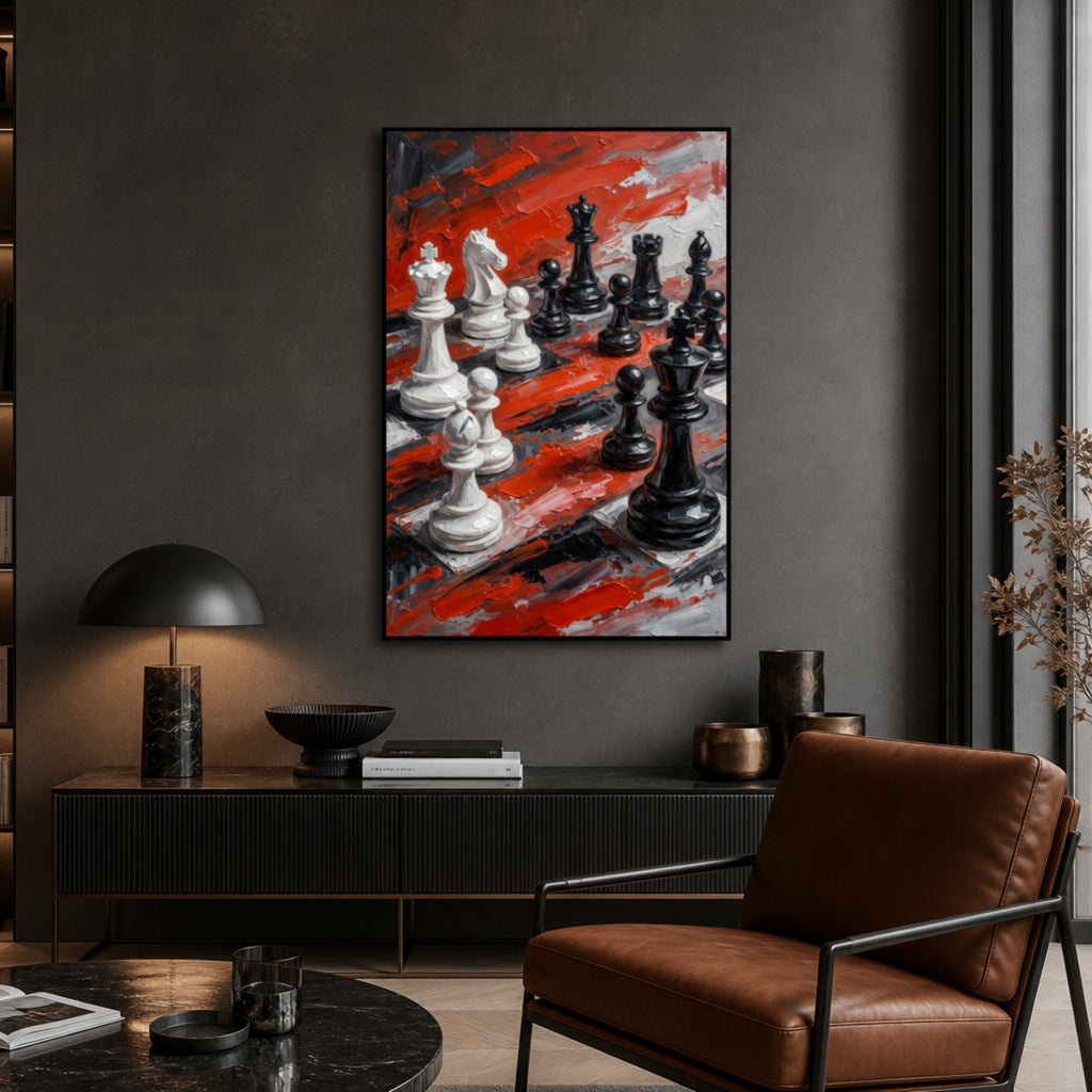Tableau Duel d'Échec pour salon